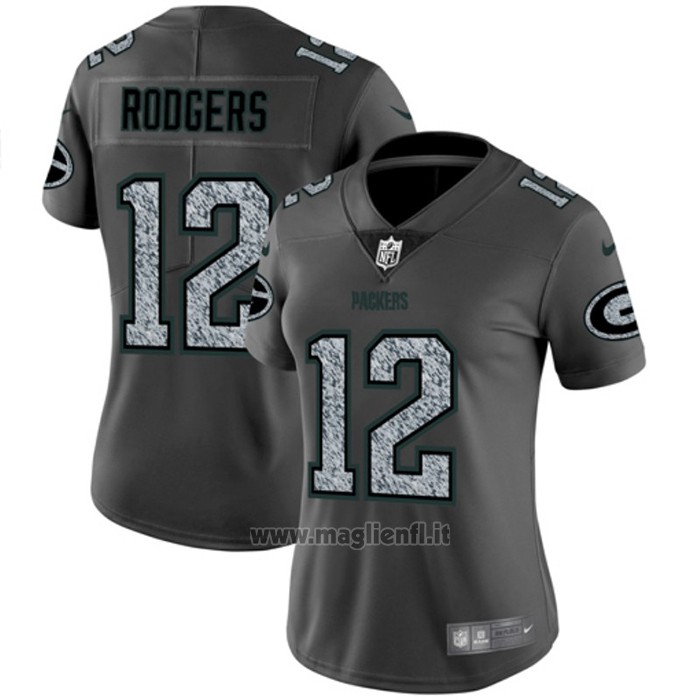Maglia NFL Limited Donna Green Bay Packers Rodgers Static Fashion Grigio